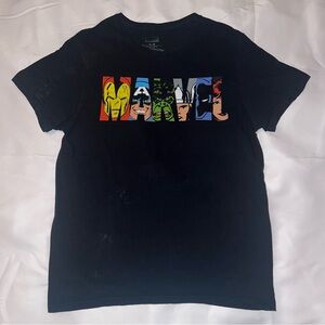 Marvel Black Tee with Colorful Character Design